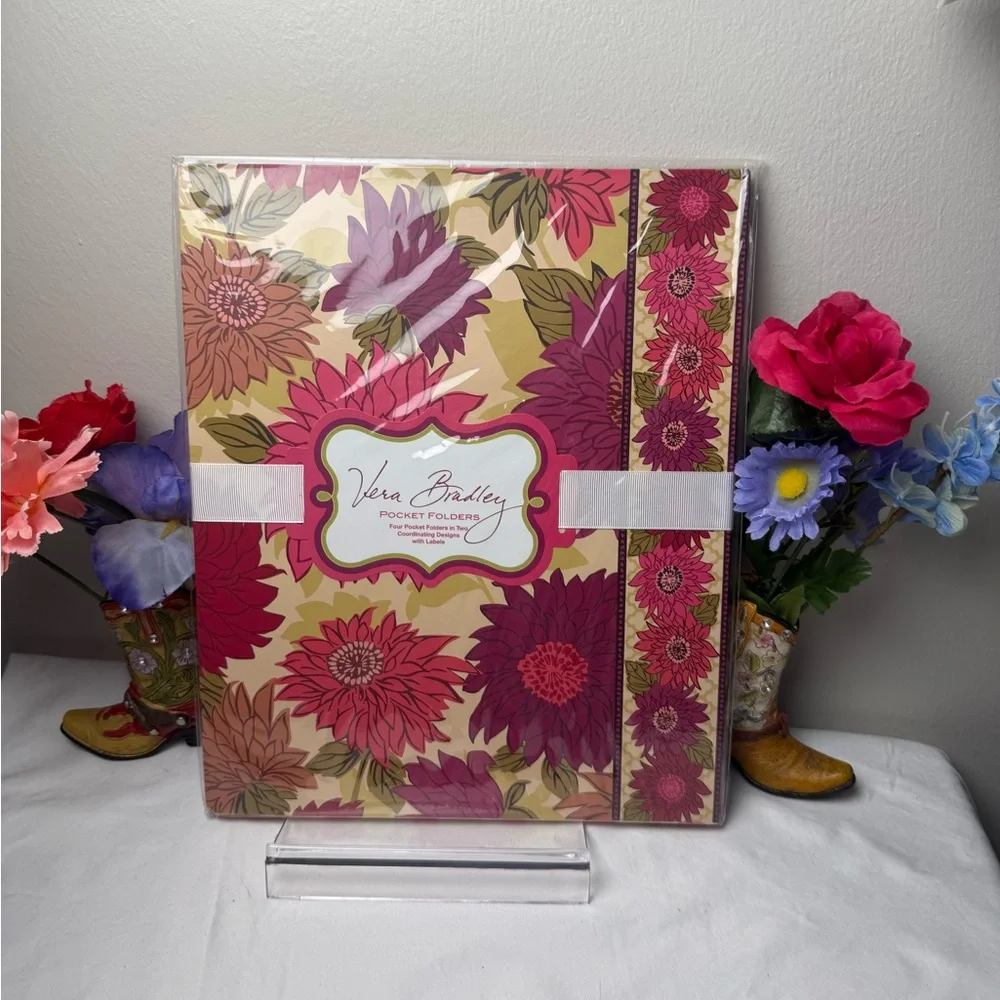 NWT Vera Bradley Hello Dahlia Pocket Folders Retired Pattern Floral Design